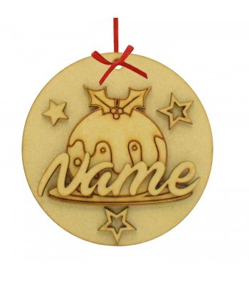 Laser Cut Personalised Christmas 3D Hanging Bauble - Christmas Pudding Design